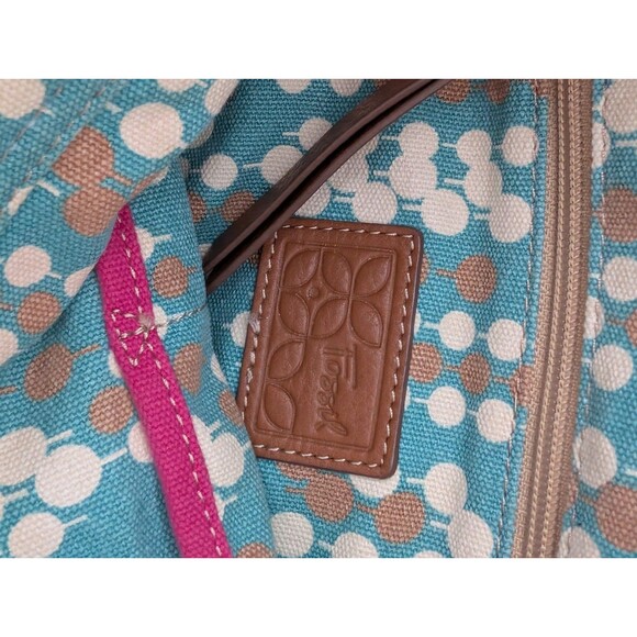 Vintage Fossil Key Per Felicity Coated Canvas Crossbody Bag Purse Leather Trim - Picture 8 of 10